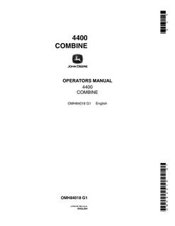 John Deere 4400 Combine Operator manual OMH84018 — actual manual cover