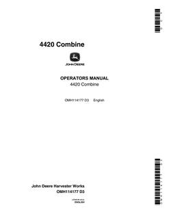John Deere 4420 Combine Operator manual OMH114177 — actual manual cover