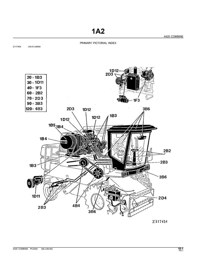 John Deere 4425 Combine Parts catalog PC4204 — actual manual cover