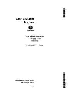 John Deere 4430, 4630 Tractor Technical manual TM1172 — actual manual cover