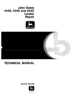 John Deere 444D, 544D, 644D Loader Repair technical manual TM1341 — actual manual cover