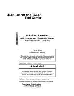 John Deere 444H/TC44H Loader/tool carrier Operator manual OMT195358 — actual manual cover
