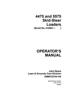 John Deere 4475/5575 Skid-steer loader Operator manual OMM123744 — actual manual cover