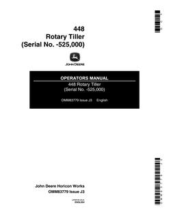 John Deere 448 Rotary tiller Operator manual OMM83779 — actual manual cover