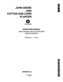 John Deere 4493 Cotton and corn planter Operator manual OMB25358 — actual manual cover