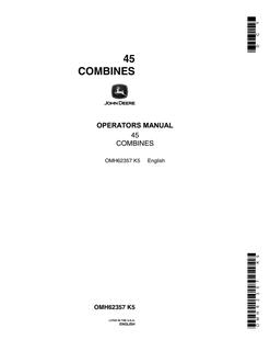 John Deere 45 Combine Operator manual OMH62357 — actual manual cover