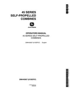 John Deere 45 Series Self-propelled combine Operator manual OMH45957 — actual manual cover
