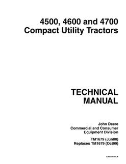 John Deere 4500, 4600, 4700 Compact utility tractor Technical manual TM1679 — actual manual cover