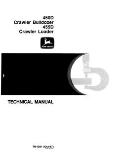 John Deere 450D, 455D Crawler bulldozer and crawler loader Technical manual TM1291 — actual manual cover