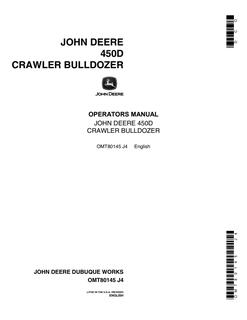 John Deere 450D Crawler bulldozer Operator manual OMT80145 — actual manual cover