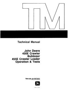 John Deere 450E, 455E Crawler bulldozer and crawler loader Operation and test technical manual TM1330 — actual manual cover