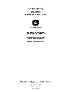 John Deere 450G, 455G, 550G, 555G, 650G Crawler loader/dozer Parts catalog PC2154 — actual manual cover