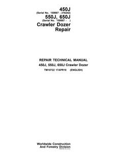 John Deere 450J, 550J, 650J Crawler dozer Repair technical manual TM10722 — actual manual cover