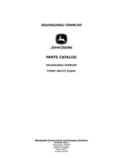 John Deere 450J, 550J, and 650J Crawler Parts catalog PC9387 — actual manual cover