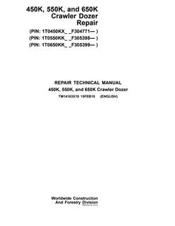 John Deere 450K, 550K, 650K Crawler Dozer Repair Technical Manual TM14163X19 — actual manual cover