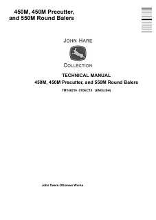 John Deere 450M, 450M Precutter, 550M Round Baler Technical Manual TM148219 — actual manual cover