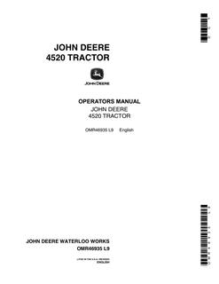 John Deere 4520 Tractor Operator manual OMR46935 — actual manual cover