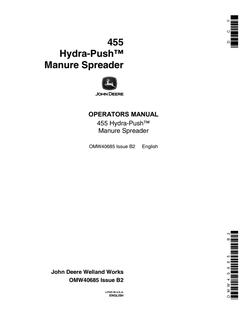 John Deere 455 Hydra-Push Manure spreader Operator manual OMW40685 — actual manual cover