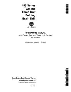 John Deere 455 Series two/three-unit Grain drill Operator manual OMN200806 — actual manual cover
