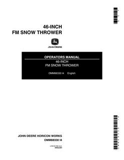 John Deere 46-inch front-mount Snowthrower Operator manual OMM88330 — actual manual cover