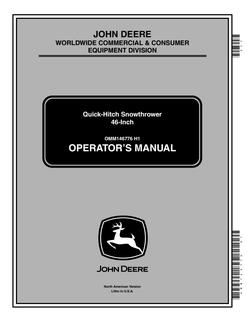 John Deere 46-inch quick-hitch Snowthrower Operator manual OMM146776 — actual manual cover