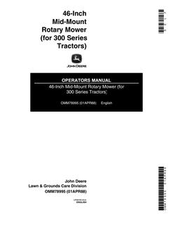 John Deere 46-inch Rotary mower Operator manual OMM78995 — actual manual cover