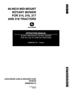 John Deere 46-inch Rotary mower Operator manual OMM85265 — actual manual cover