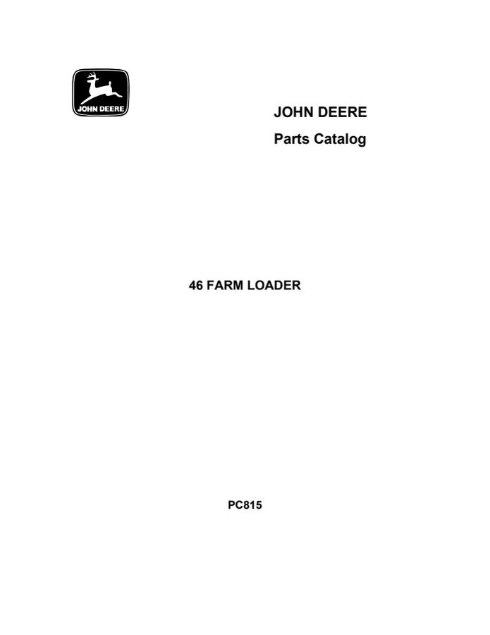 John Deere 46 Loader Parts catalog PC815 — actual manual cover