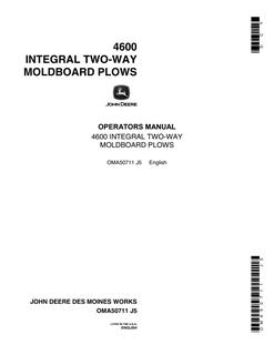 John Deere 4600 Moldboard plow Operator manual OMA50711 — actual manual cover