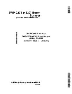 John Deere 4630 Boom sprayer Operator manual OMN4630YH — actual manual cover