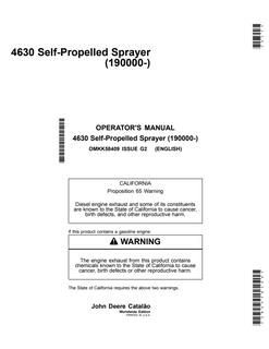 John Deere 4630 Self-Propelled Sprayer Operator manual — actual manual cover