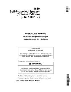 John Deere 4630 Self-Propelled Sprayer Operator's Manual OMN405586 — actual manual cover