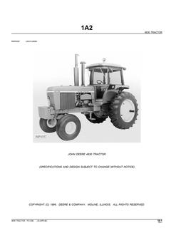John Deere 4630 Tractor Parts catalog PC1296 — actual manual cover