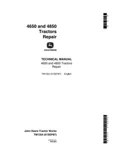 John Deere 4650, 4850 Tractor Repair Technical Manual TM1354 — actual manual cover