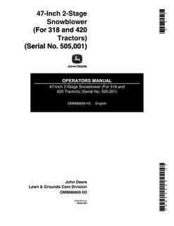 John Deere 47-inch 2-stage Snowblower Operator manual OMM86669 — actual manual cover