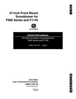 John Deere 47-inch front-mount Snowblower Operator manual OMM117597 — actual manual cover