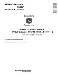 John Deere 470GLC Excavator Repair Technical Manual TM14155X19 — actual manual cover