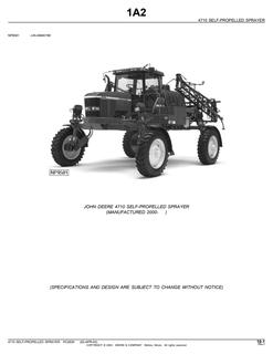 John Deere 4710; manufactured 2000 and later Sprayer Parts catalog PC2829 — actual manual cover