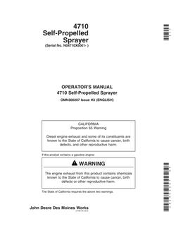 John Deere 4710 Self-propelled sprayer Operator manual OMN300207 — actual manual cover