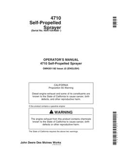 John Deere 4710 Self-propelled sprayer Operator manual OMN301182 — actual manual cover