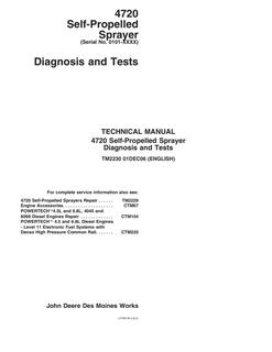 John Deere 4720 Self-Propelled Sprayer Diagnosis and Tests Technical Manual (TM2230) — actual manual cover