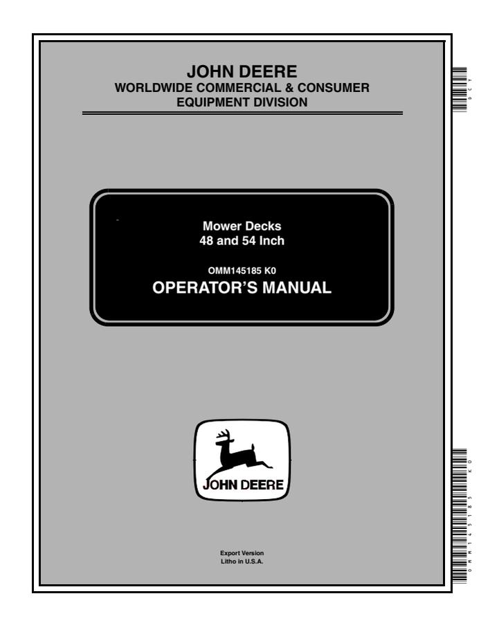 John Deere 48/54-inch Mower deck Operator manual OMM145185 — actual manual cover
