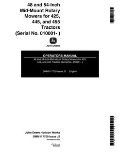 John Deere 48/54-inch Rotary mower Operator manual OMM117709 — actual manual cover