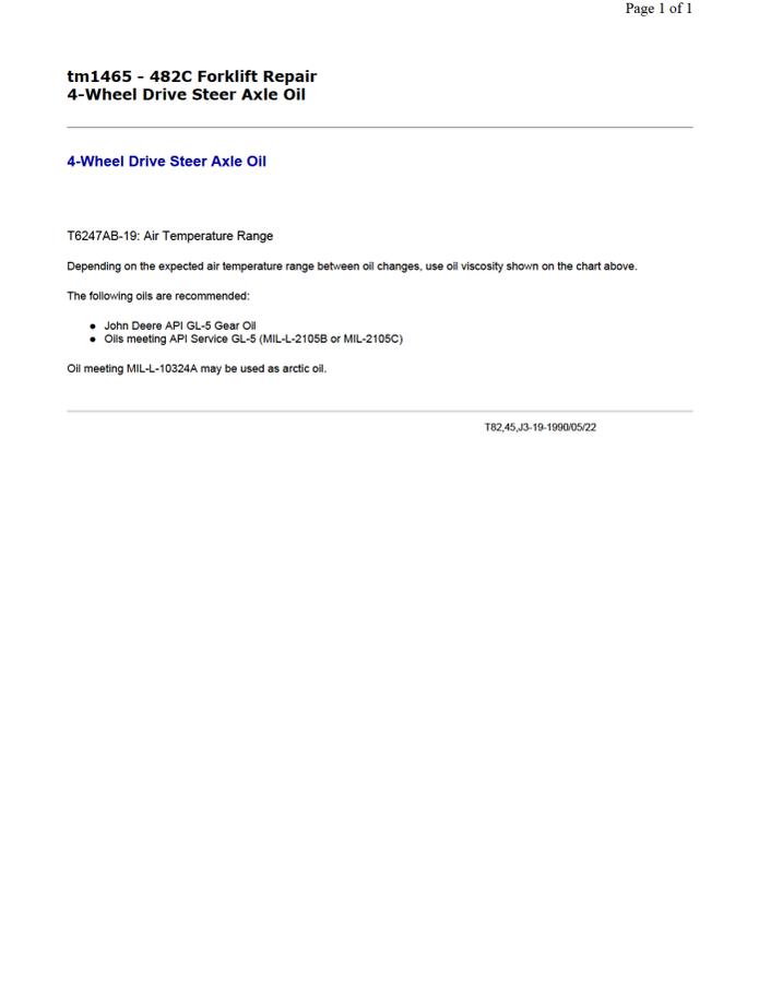 John Deere 482C Forklift Repair Technical Manual (TM1465) — actual manual cover