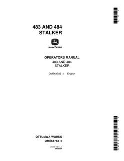 John Deere 483; 484 Stalker Stalker Operator manual OME61783 — actual manual cover