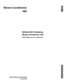 John Deere 486 Mower-conditioner Operator manual OMCC15589 — actual manual cover