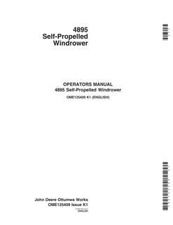 John Deere 4895 Self-propelled windrower Operator manual OME125409 — actual manual cover