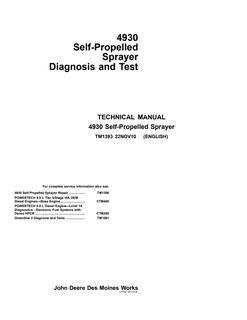 John Deere 4930 Self-Propelled Sprayer Diagnosis and Test Manual TM1393 — actual manual cover