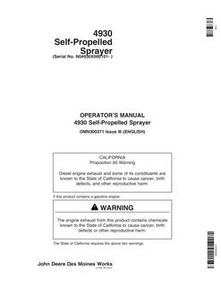 John Deere 4930 Self-propelled sprayer Operator manual OMN300371 — actual manual cover