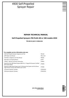 John Deere 4930 Self-Propelled Sprayer Repair Technical Manual TM1386 — actual manual cover